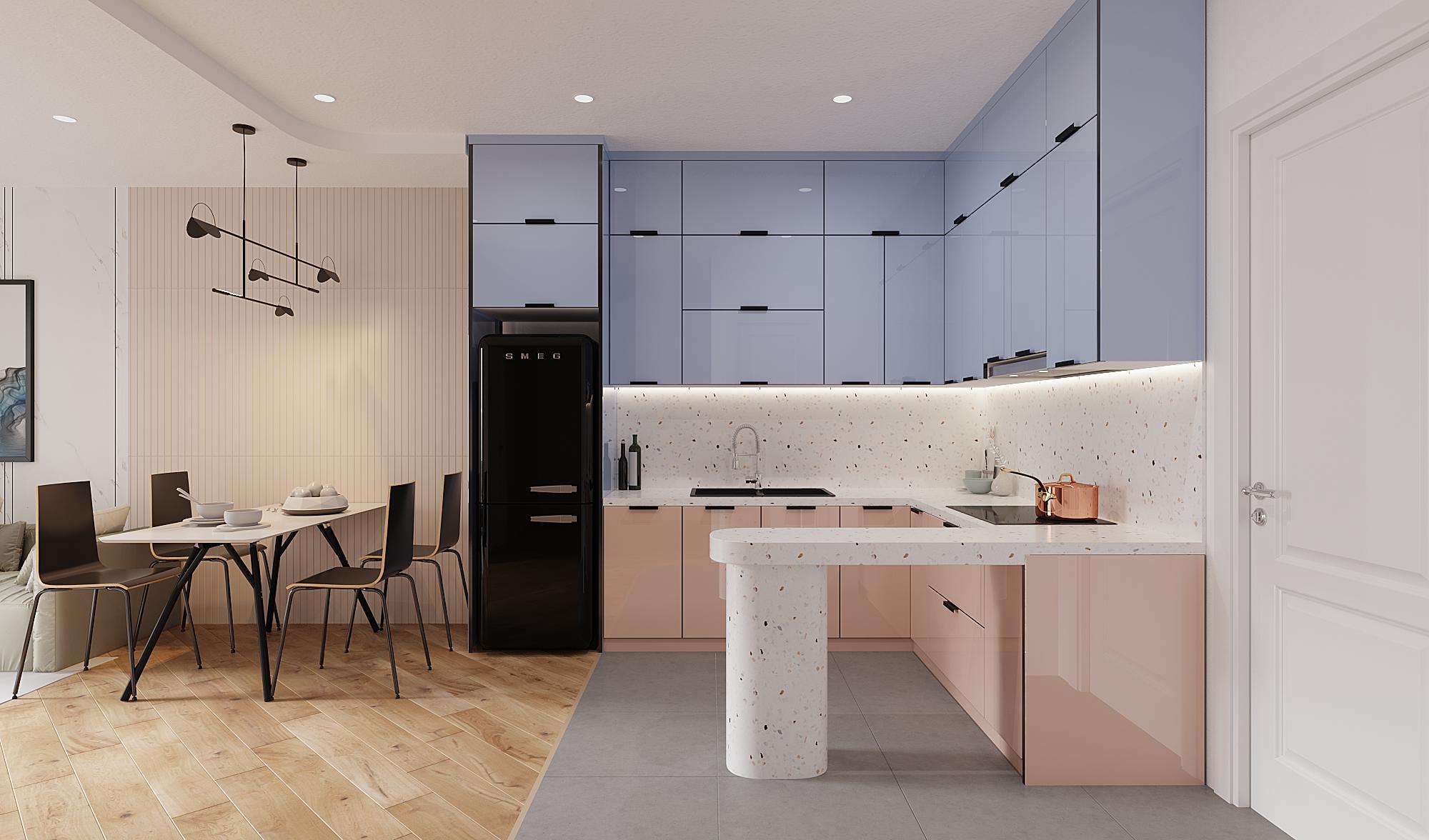 Mẫu tủ bếp inox mới nhất dành cho những ngôi nhà có không gian bếp vừa và rộng của Nội Thất Vision